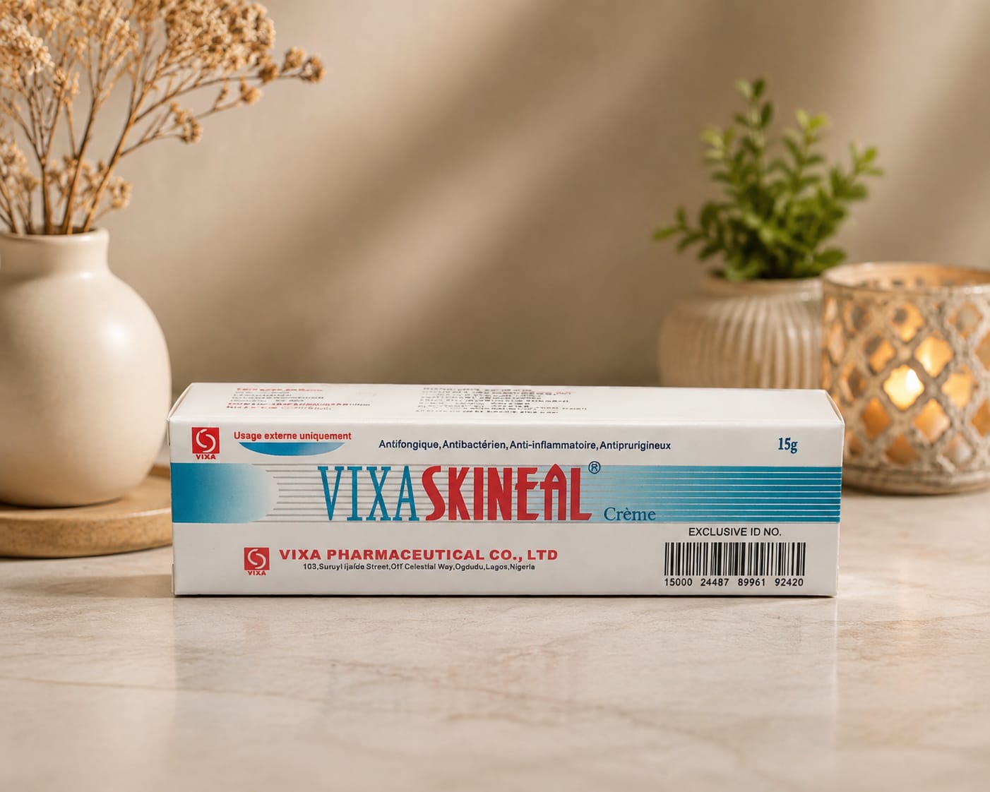 Skineal Cream 15g jar with white lid and label, showcasing the skincare product designed for skin treatment.