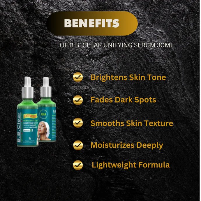 B.B. Clear Unifying Serum 30ml bottle with pump dispenser showing on a white background.
