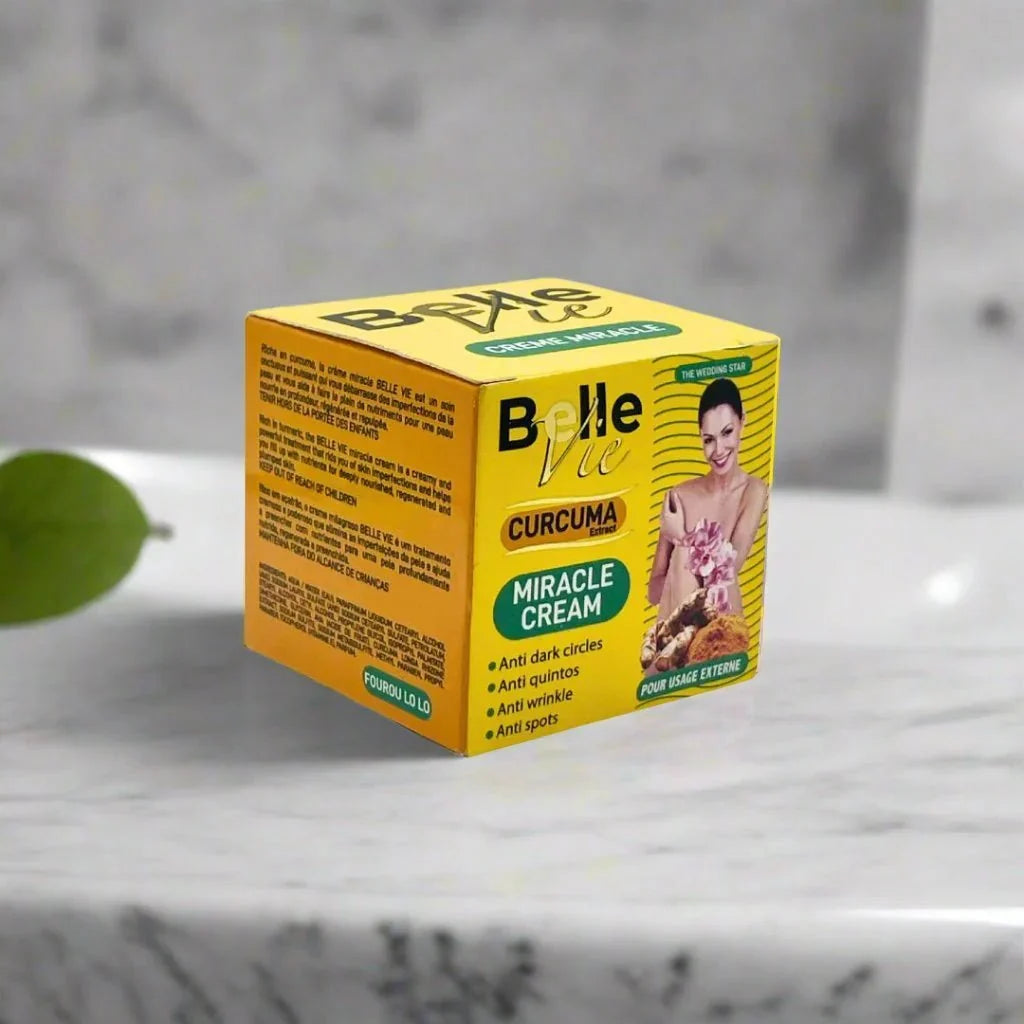 BelleVie Curcuma Extract Nourishing Cream in a 100g jar, featuring a smooth cream texture with turmeric extract for skincare.