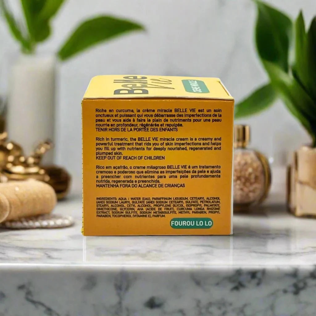 BelleVie Curcuma Extract Nourishing Cream in a 100g jar, featuring turmeric extract for skin nourishment and hydration.