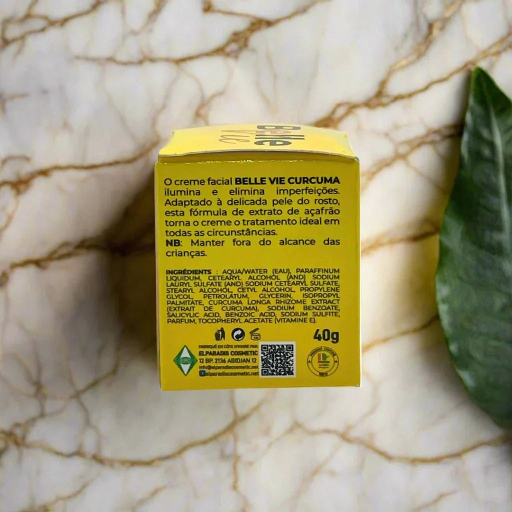 BelleVie Curcuma Extract by The Wedding Star, 40g jar, showcasing bright yellow turmeric powder in a clear container.
