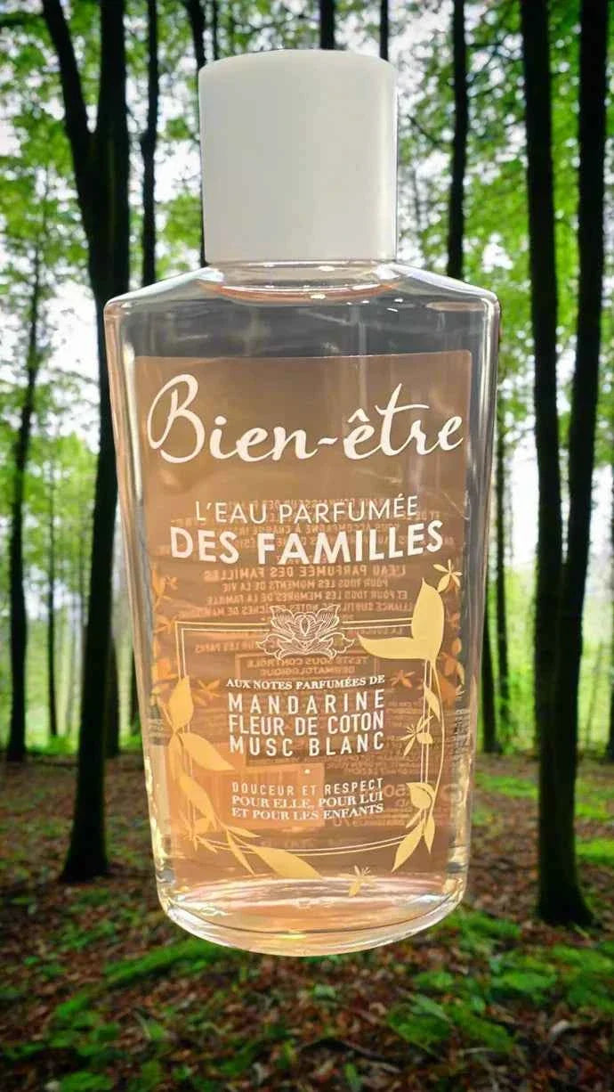 Bien-Être Family Mandarin Cologne 250ml bottle with a sleek design and citrus scent, ideal for all-day freshness.