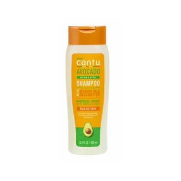 Cantu Avocado Sulfate-Free Shampoo bottle, 13.5oz, with green and white packaging and avocado imagery on the label.