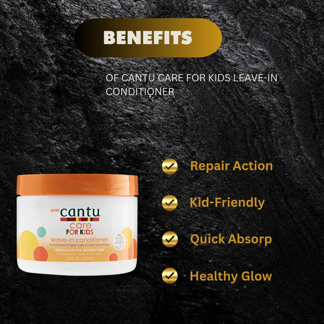 Cantu Care for Kids Leave-In Conditioner 10 oz bottle with colorful packaging, designed for gentle, nourishing hair care for children.