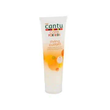 Cantu Care For Kids Styling Custard 8oz jar with white lid and colorful label, designed for children's hair styling.
