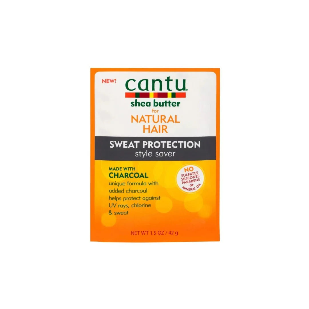 Cantu Shea Butter Charcoal Style Saver packet, 1.5oz, featuring black packaging and the product name on the label.