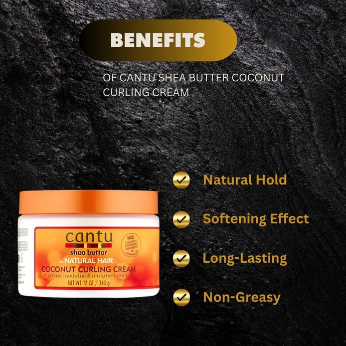 Cantu Shea Butter Coconut Curling Cream 12 oz jar with a smooth, creamy texture for defining curly hair.
