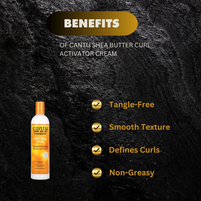 Cantu Shea Butter Curl Activator Cream 12oz jar with product label and open lid showing creamy texture for curly hair styling