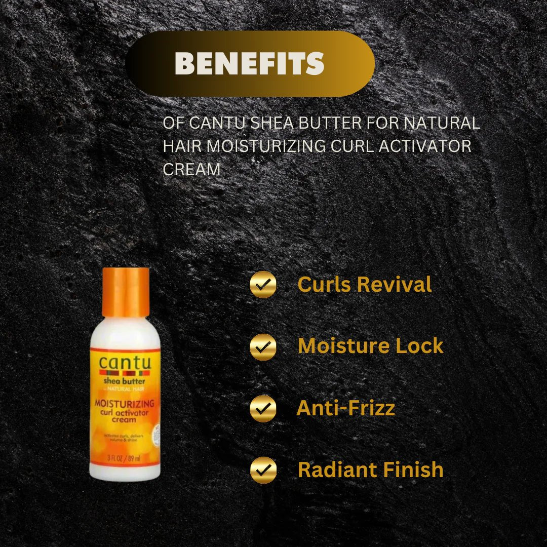 Cantu Shea Butter Moisturizing Curl Activator Cream in 3 oz jar, smooth cream for defining and moisturizing curly hair