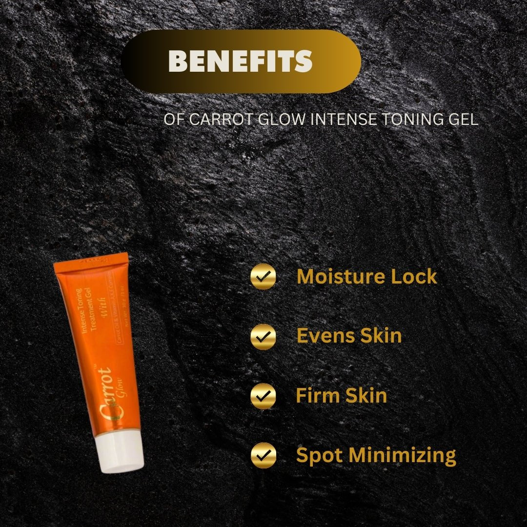 Carrot Glow Tube Gel 1 oz with bright orange packaging, showcasing the skincare product in a sleek tube.