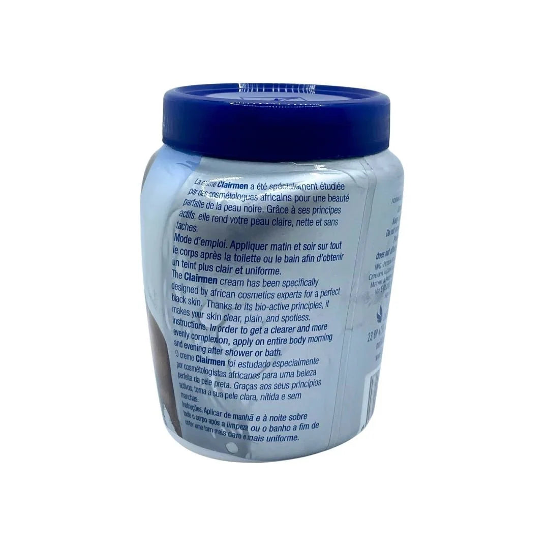 Clairmen Body Cream for Men 500ml, a moisturizing daily cream with a smooth texture, designed for men's skin care.