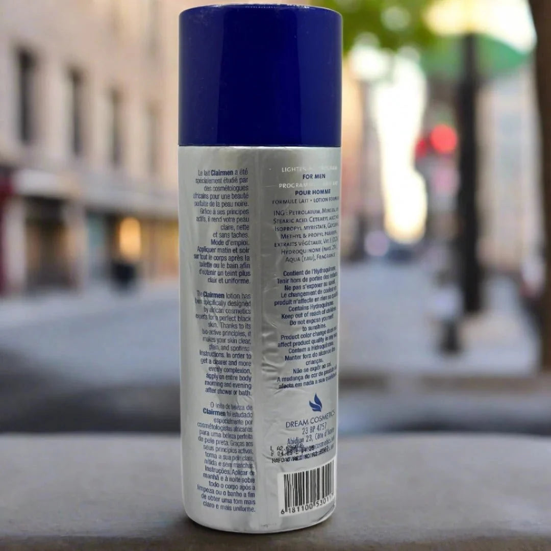 Clair Men Body Lotion 500ml bottle, lightweight moisturizing lotion with smooth, hydrating texture for men's skin care.