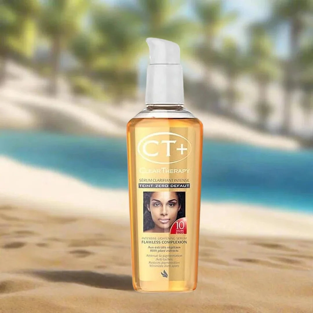 CT+ Clear Therapy Intensive Serum in a 75ml bottle, showcasing the sleek packaging and clear liquid inside.