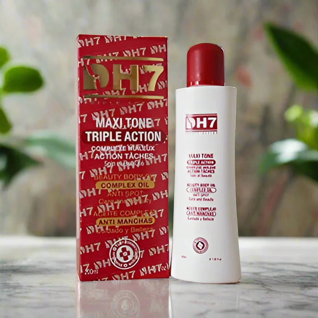 DH7 Beautifying Body Oil in a 200 ml bottle, showing the elegant packaging and smooth oil inside.