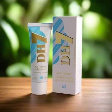 DH7 Cream Gel tube in white and blue, 1 oz, showing the cylindrical packaging with a screw cap.