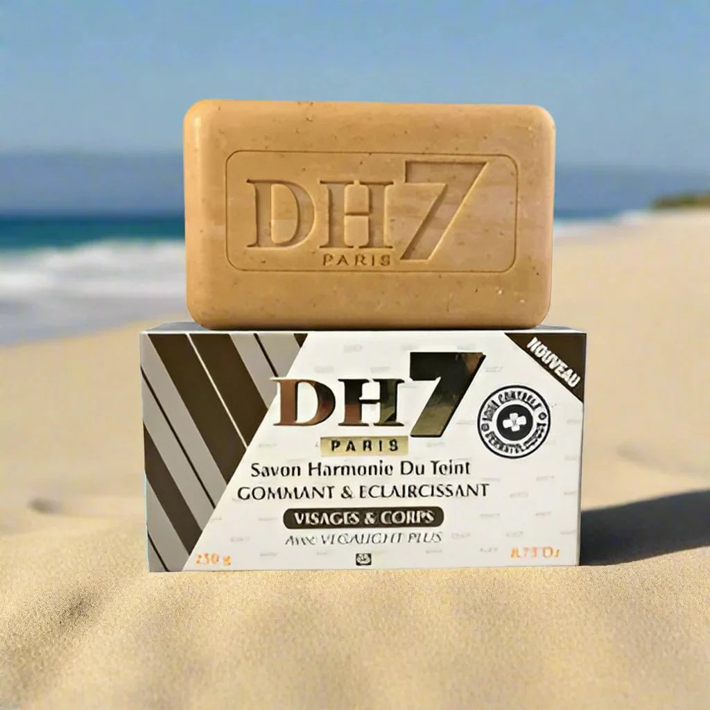 DH7 Harmonie soap with volcanic sand, 8.75oz, featuring natural exfoliating volcanic sand for gentle cleansing and skin renewal.
