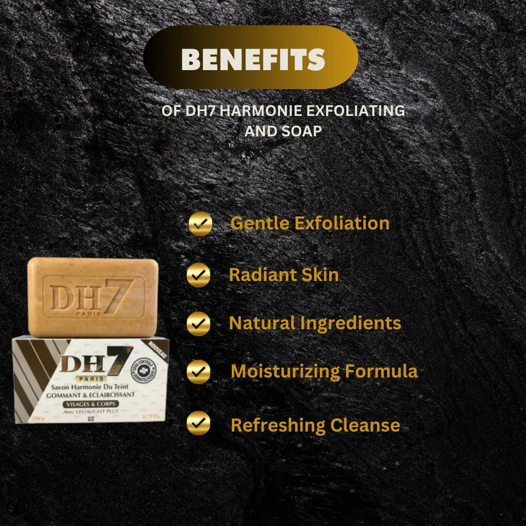 DH7 Harmonie Soap with volcanic sand, 8.75oz, showing the soap's textured surface and volcanic sand particles.