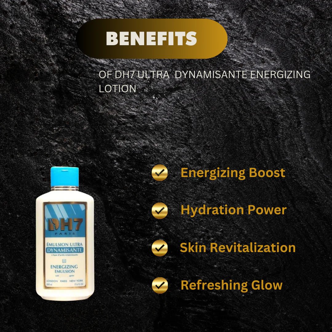 DH7 Ultra Dynamisante Energizing Lotion in a 16.9 oz bottle, showcasing the product's sleek packaging and labeling.