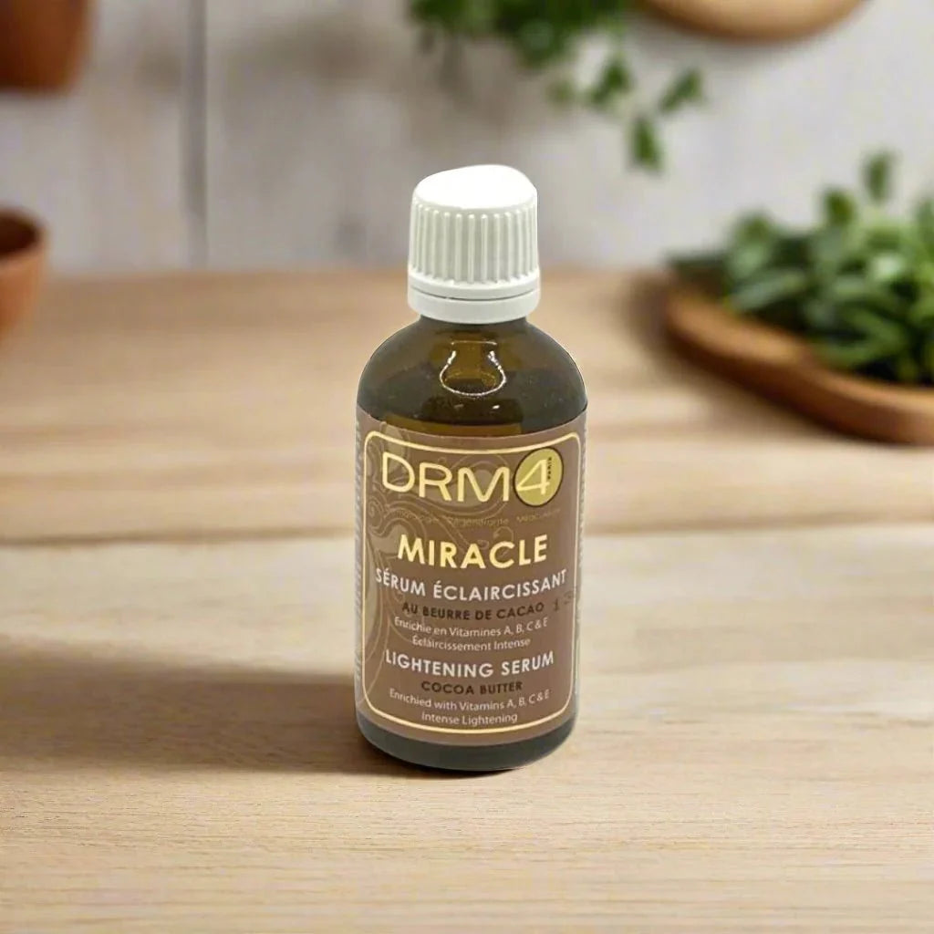 DRM4 Cocoa Butter Nourishing Serum 50ml bottle with a sleek design, ideal for moisturizing and nourishing skin.
