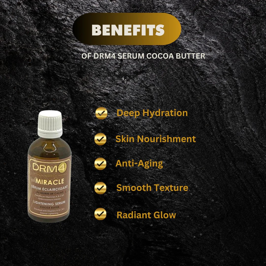 DRM4 Cocoa Butter Nourishing Serum 50ml with smooth, creamy texture for deep hydration and skin nourishment