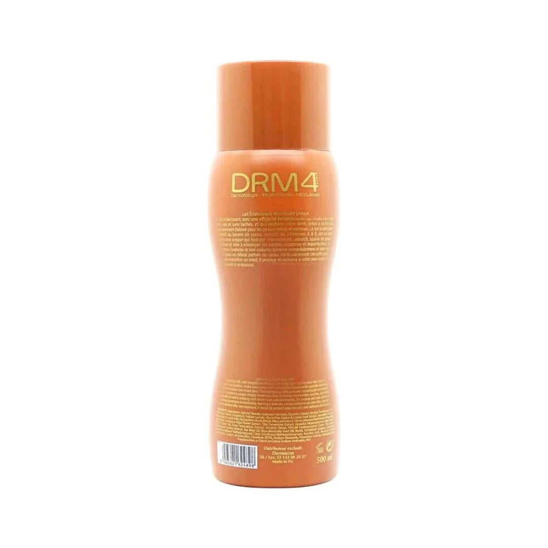 DRM4 Miracle Cocoa Butter Nourishing Milk in a 16.8oz bottle, featuring smooth, creamy cocoa butter for skin hydration and softness.