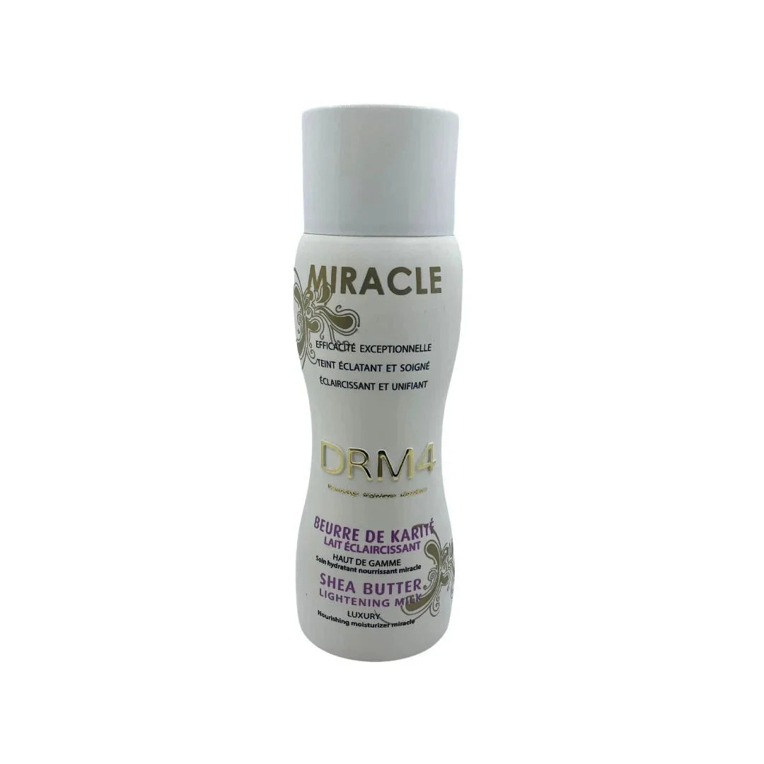 DRM4 Shea Butter Nourishing Milk in 16.8oz bottle, creamy moisturizer for skin hydration and softness.