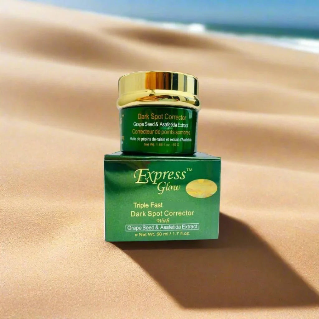 Express Glow Radiance Cream 1.7 oz jar showing smooth, luminous cream with a sleek container, designed for glowing skin.