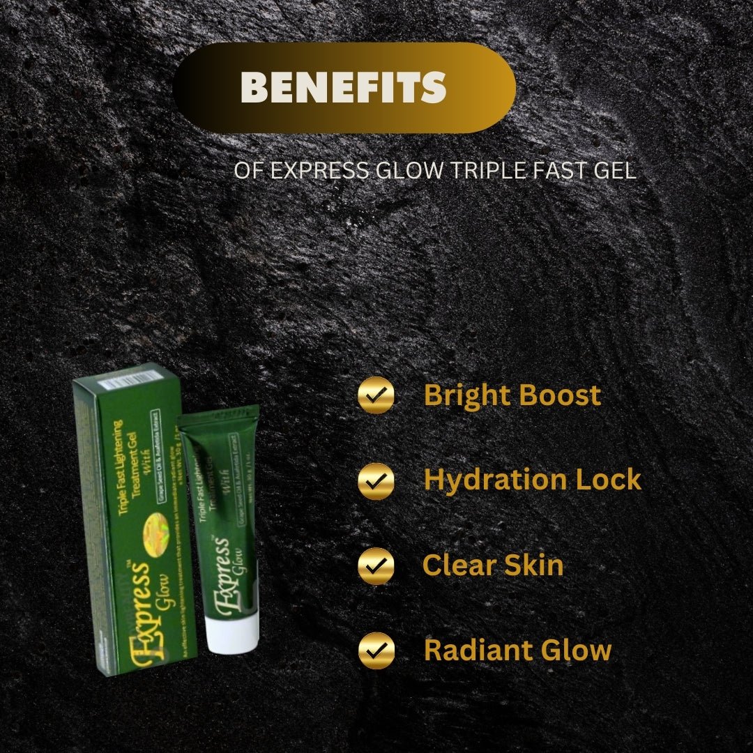 Express Glow Tube Gel 1 oz, a clear skincare gel in a small tube with a sleek design, for facial and body use.