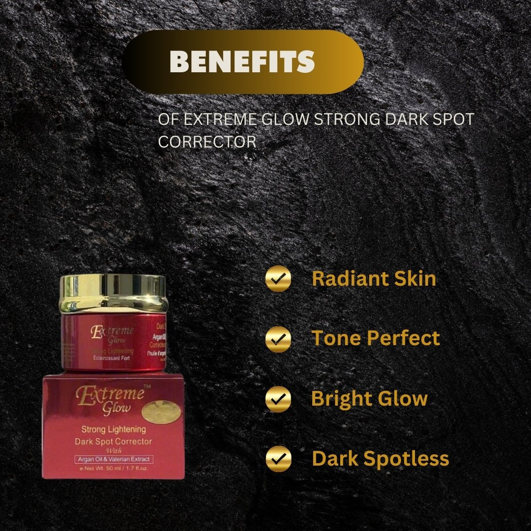 Extreme Glow Strong Radiance Cream in 1.7 oz jar, featuring a smooth, luminous skincare product with brightening and nourishing effects.