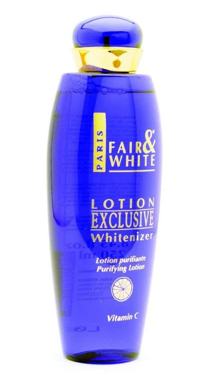 Fair & White Exclusive Vitamin C Body Lotion in 250ml bottle, featuring brightening and hydrating skincare benefits.