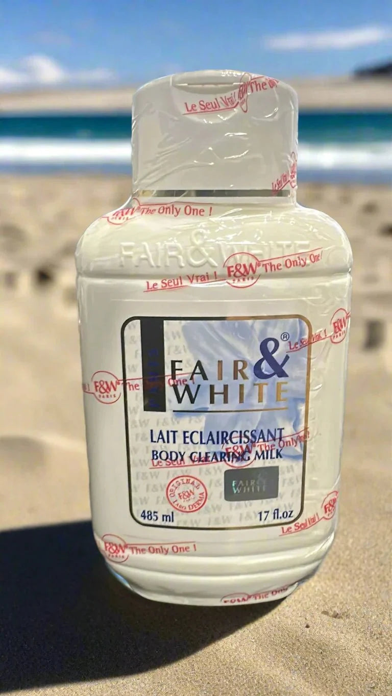 Fair & White Original Body Milk Lotion in 17 oz bottle, creamy white moisturizer for smooth, hydrated skin.