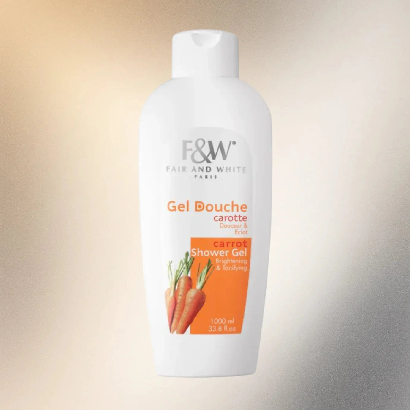 Fair & White Original Carrot Body Wash 33.8 oz, gentle daily cleanser with carrot extract for smooth, refreshed skin.