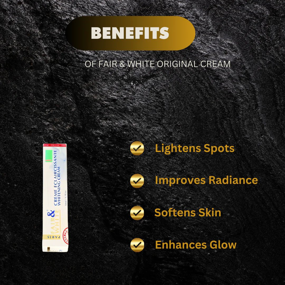 Fair & White Original Face Cream in 1.7 oz jar, smooth white cream for facial skincare, shown in the image.
