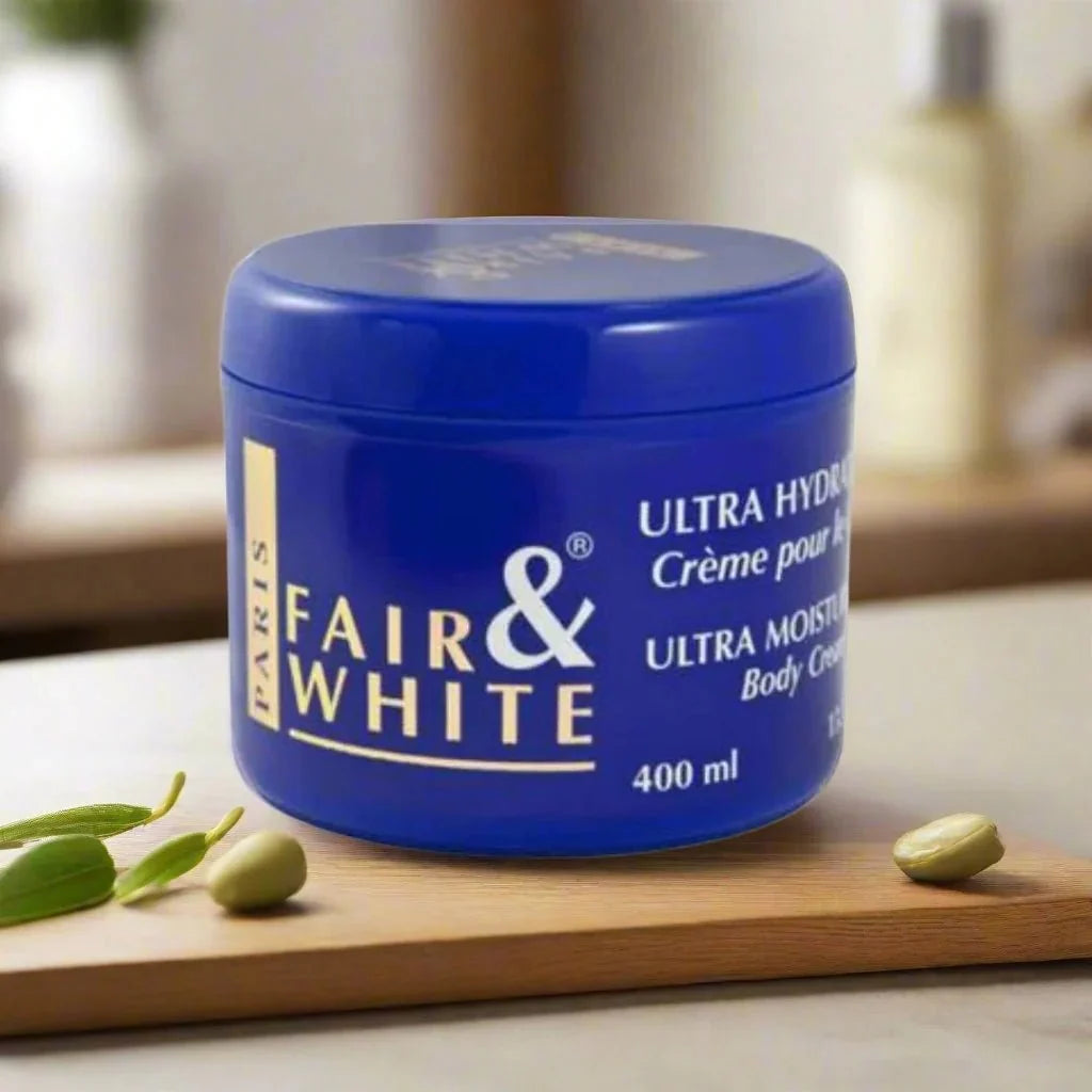 Fair & White Original Ultra Moisturizing Body Cream 400 ml jar with smooth, white cream inside