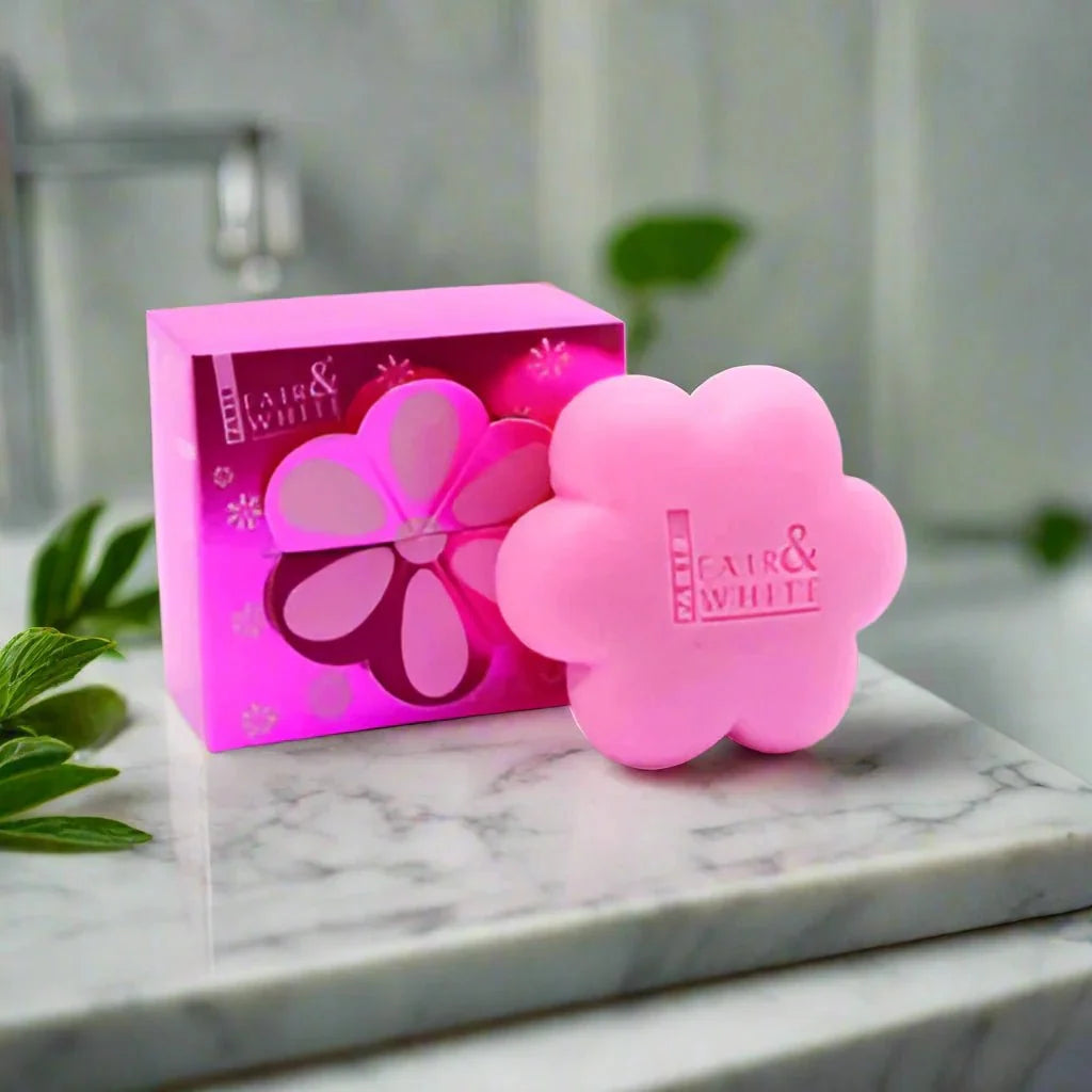 Fair & White So White Gommant Soap 7 oz, gentle smoothing cleansing bar with brightening and exfoliating properties.