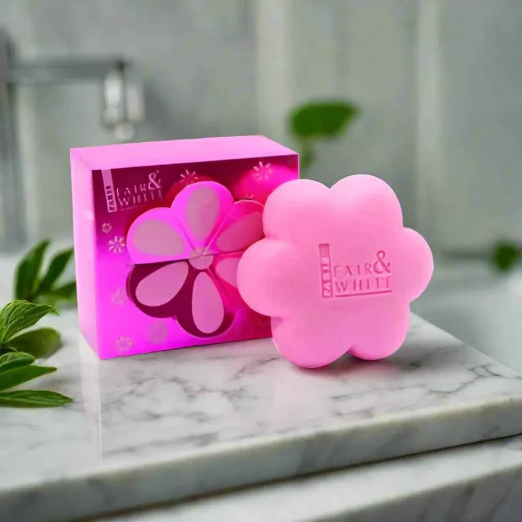 Fair & White So White Soap 7 oz with micro beads for smoothing and exfoliating skin in a brightening skincare routine.