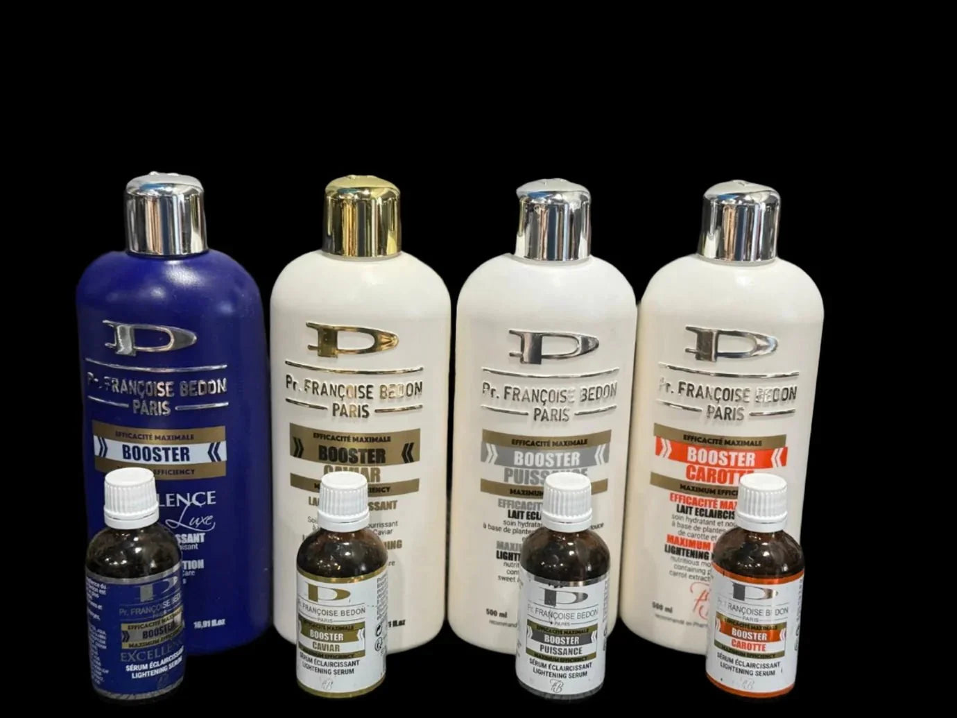 Francoise Bedon Royal Booster Body Lotion 500ml with booster serum, featuring luxurious moisturizing and skin nourishment.