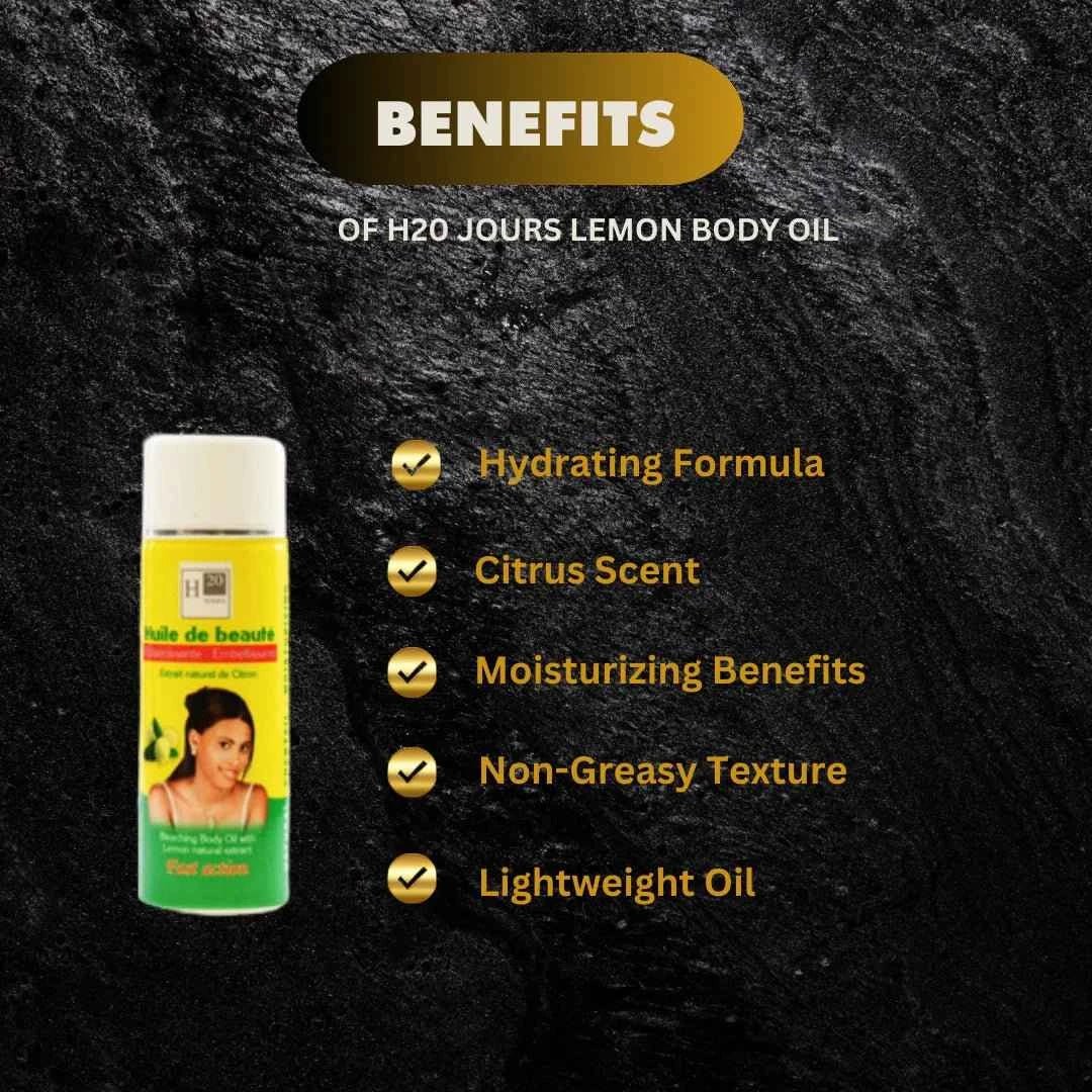 H20 Jours Lemon Body Oil with Vitamin E 125 ml - Bazarora