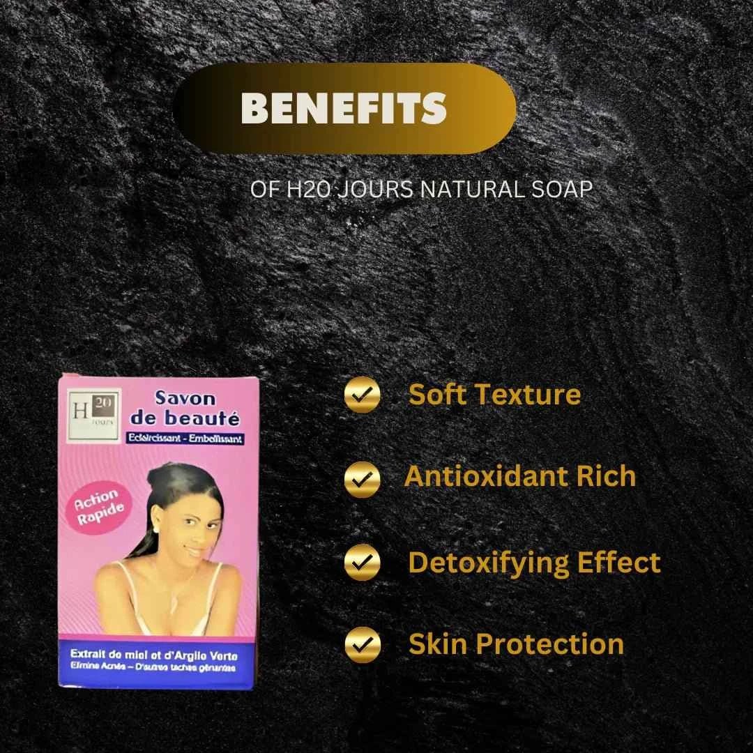 H20 Jours Natural Beauty Soap with Honey & Green Clay 250 g - Bazarora