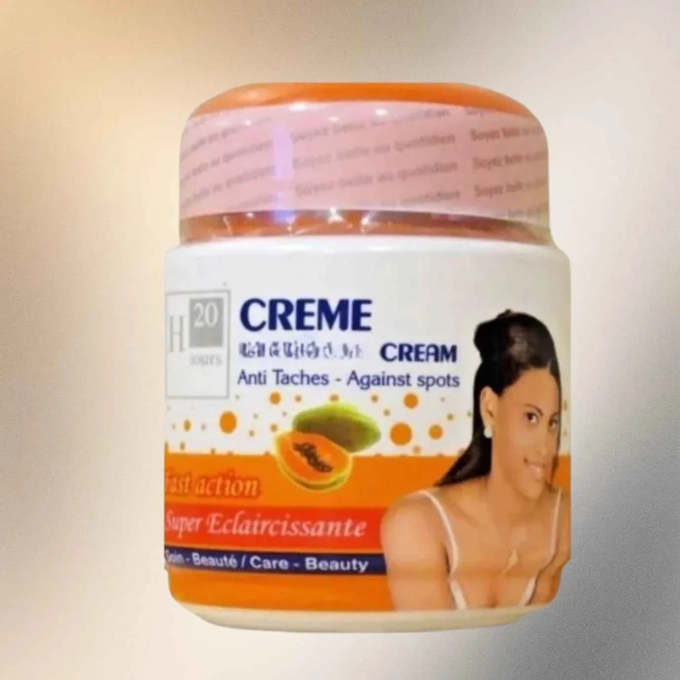H20 Jours natural Papaya Beauty Cream with Shea Butter, 300g, in a jar, showing the creamy texture and label.