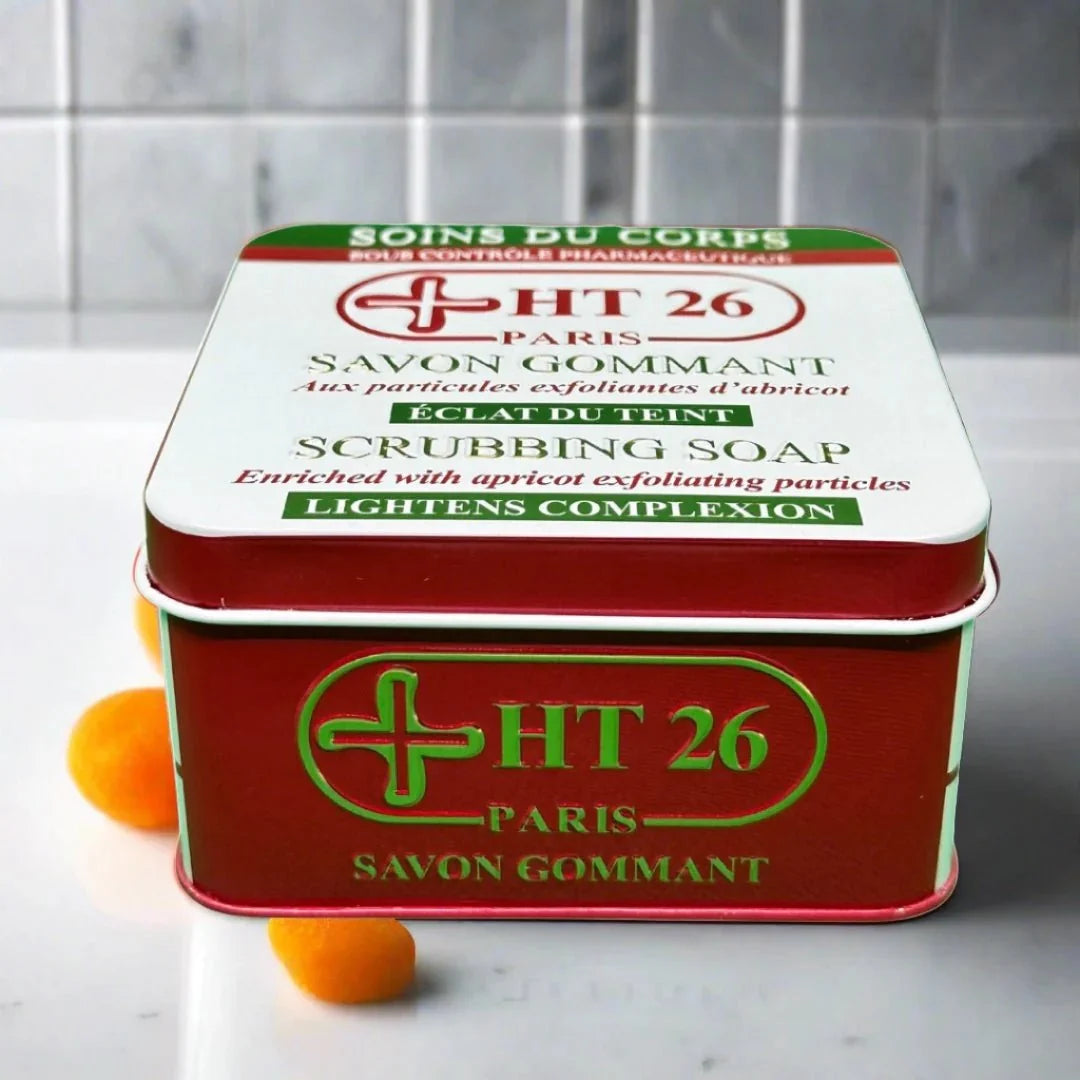 HT26 Apricot Exfoliating Scrub Soap 200g, gentle smoothing cleanser with natural apricot exfoliants for refreshed skin.