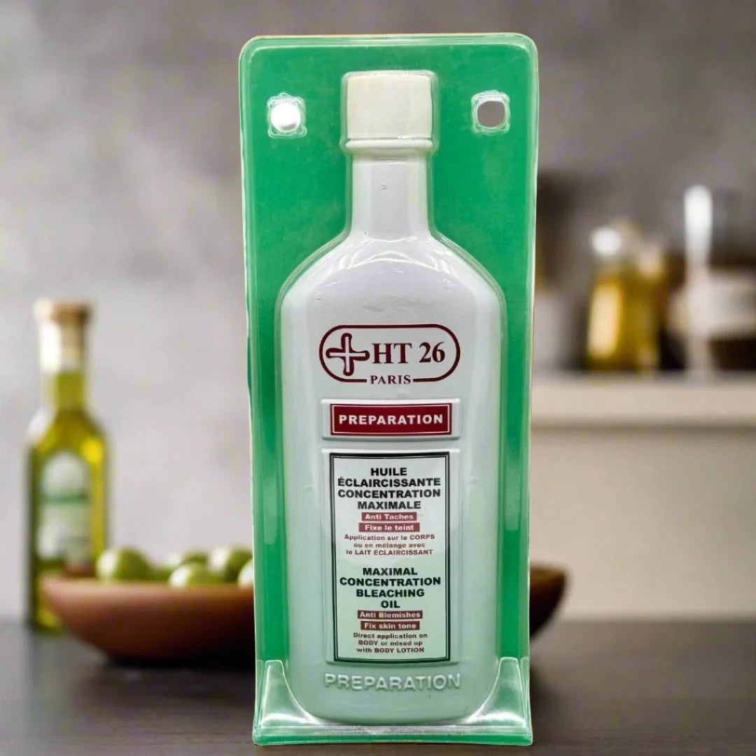 HT26 Clarifying Body Oil in 200 ml bottle, featuring a sleek container with the oil's translucent appearance and labeling.