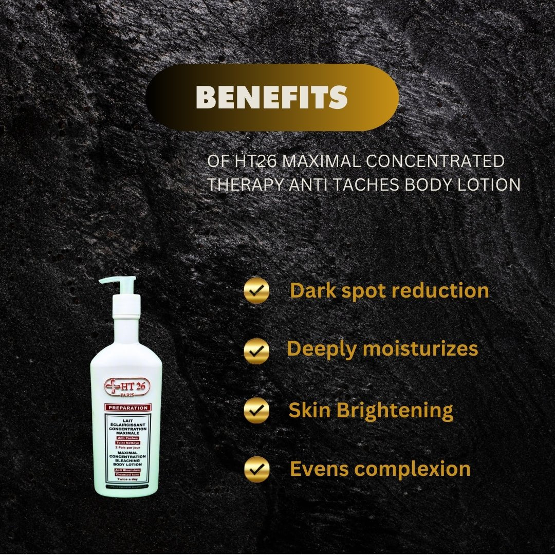 HT26 concentrated body lotion in a 500 ml bottle, with smooth, moisturizing cream visible in the image.