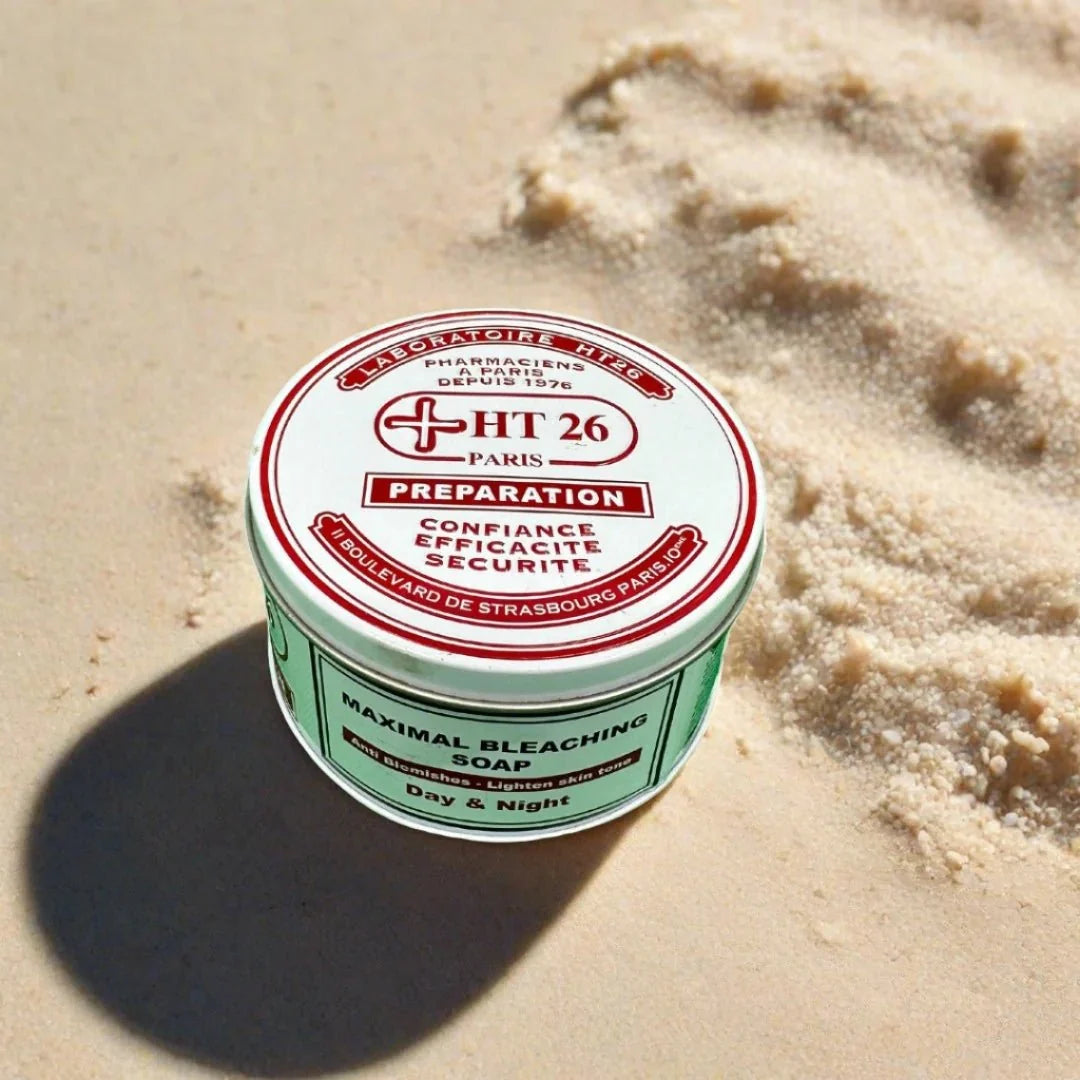 HT26 Day & Night Cleansing Soap 250g with brightening finish, featuring soap bar with smooth texture and fresh scent.