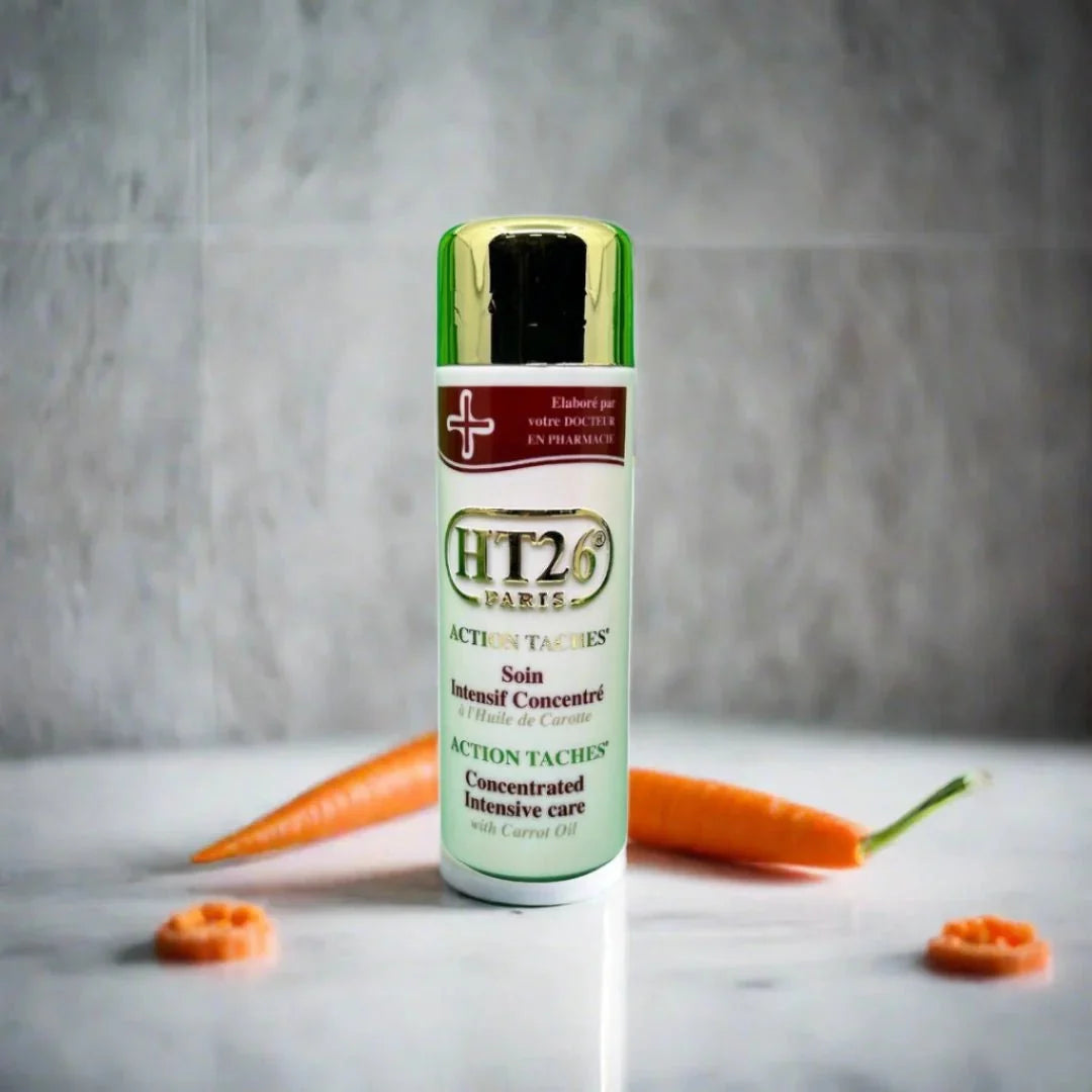 HT26 Intensive Care Body Lotion with Carrot Oil in a 500ml pump bottle, showcasing smooth, nourishing lotion for healthy skin