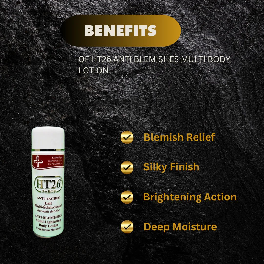 HT26 Multi-Action Body Lotion in 500ml bottle, featuring a white pump dispenser and sleek packaging design.