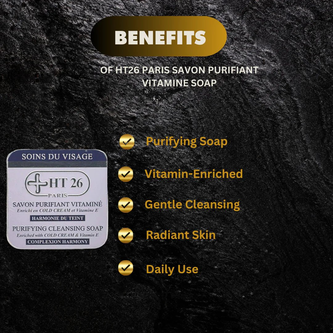 HT26 Paris Vitamin Soap 5.29oz gentle cleansing bar with vibrant packaging and fresh, clean design.
