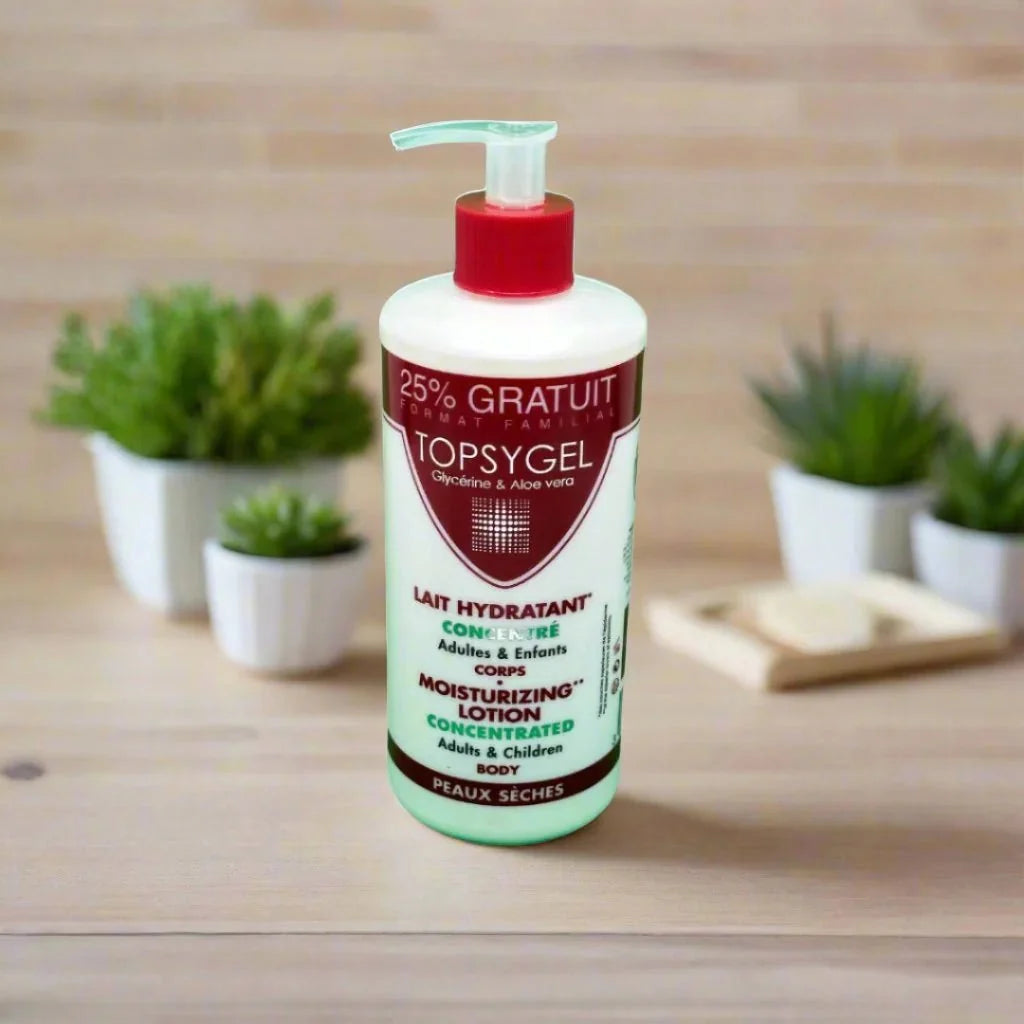 HT26 Topsy Gel Moisturizing Body Lotion in a 500ml bottle, showing the product's label and packaging.