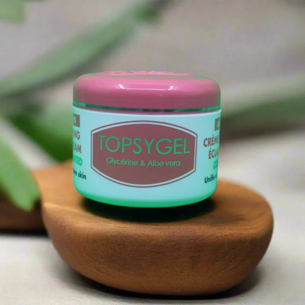 HT26 Topsygel Body Cream Concentrate 500ml, creamy lotion in a white jar with a blue lid, for skin hydration.