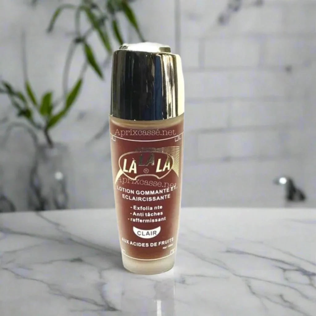 Bottle of La La La Lotion with Fruit Extracts in 100ml size, featuring vibrant packaging and fresh fruit imagery.